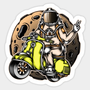 Astronaut riding scooter Sticker